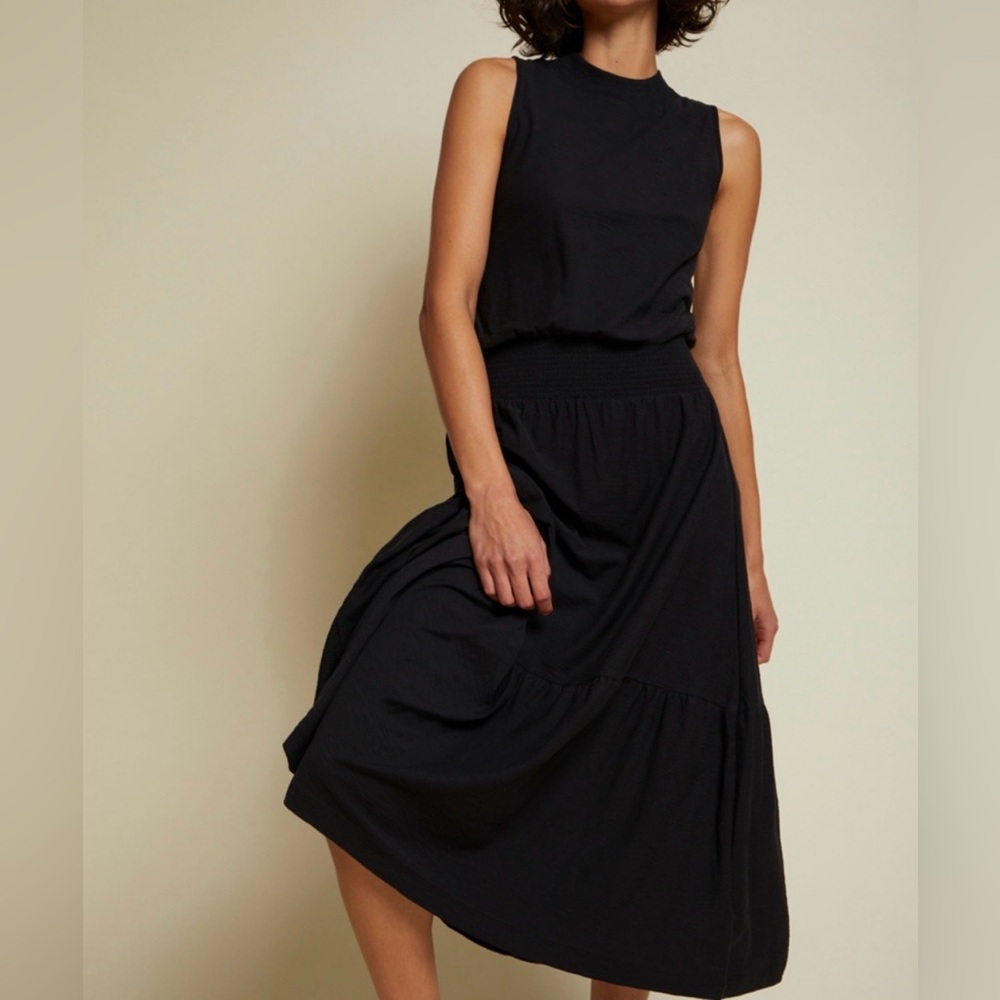 Nation ltd Barrett Dress Jet Black Pima Cotton made in Peru size Small